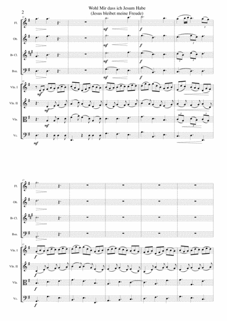 Wohl Mir Dass Ich Jesum Habe Jesus Bleibet Meine Freude Jesu Joy Of Mans Desiring For Wind Quartet And Strings Page 2