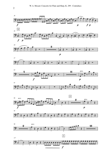 Wolfgang Amadeus Mozart Concerto For Flute And Harp K 299 Contrabass Part Page 2