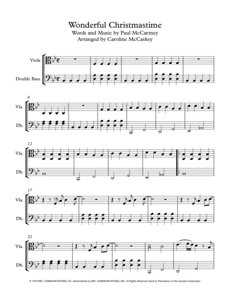 Wonderful Christmastime Intermediate Viola And Double Bass Duet Page 2