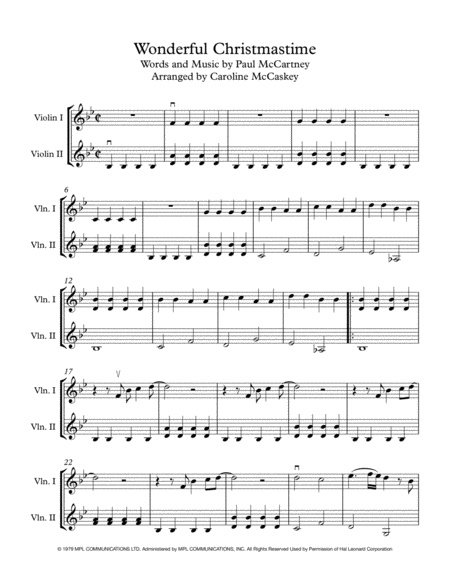 Wonderful Christmastime Intermediate Violin Duet Page 2