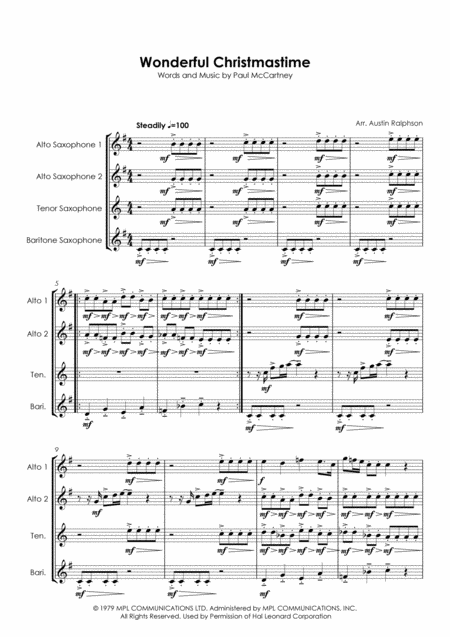 Wonderful Christmastime Sax Quartet Page 2