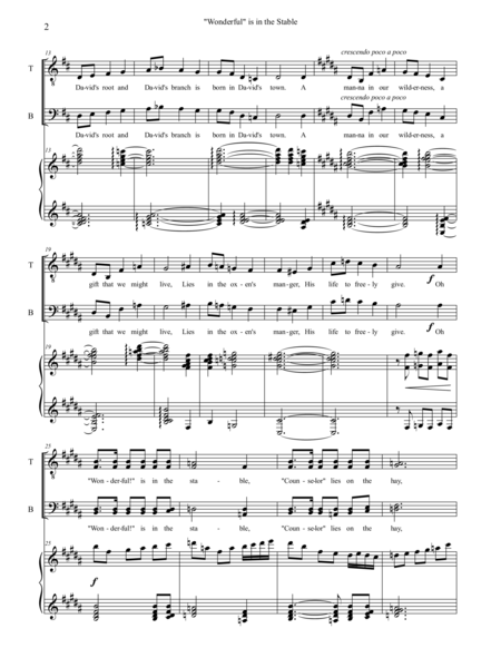 Wonderful Is In The Stable Christmas Carol Satb Choir Some Divisi And Piano 2007 Version Page 2