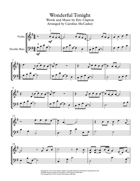 Wonderful Tonight Violin And Bass Duet Page 2