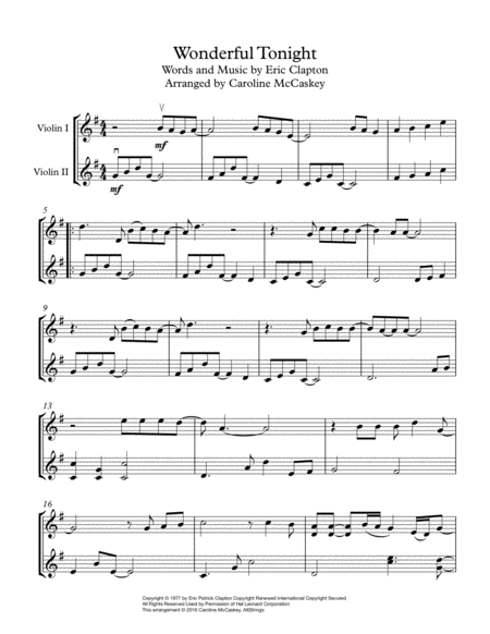 Wonderful Tonight Violin Duet Page 2