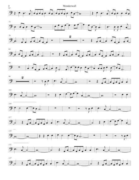 Wonderwall Easy Key Of C Bassoon Page 2