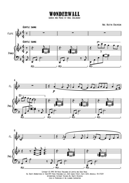 Wonderwall Flute And Piano Intermediate Level Page 2