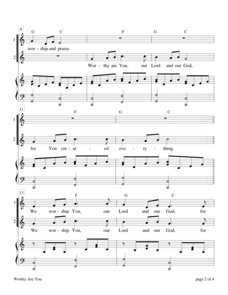 Worthy Are You For 2 Part Choir Page 2