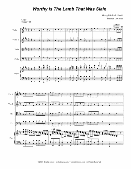 Worthy Is The Lamb That Was Slain For String Quartet Page 2