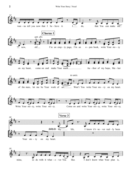 Write Your Story Battistelli Vocal Part Page 2