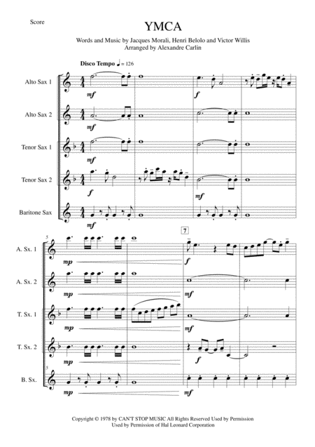 Y M C A Saxophone Quintet Or Ensemble Page 2