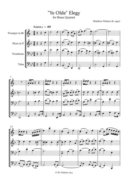 Ye Olde Elegy Brass Quartet Version In G Minor Page 2