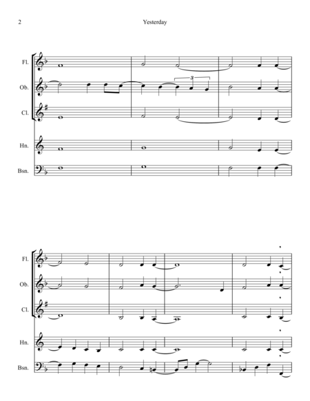 Yesterday Woodwind Quintet Page 2