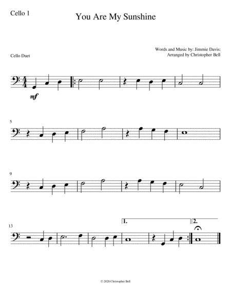 You Are My Sunshine Easy Cello Duet Page 2