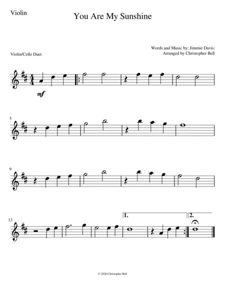 You Are My Sunshine Easy Violin Cello Duet Page 2