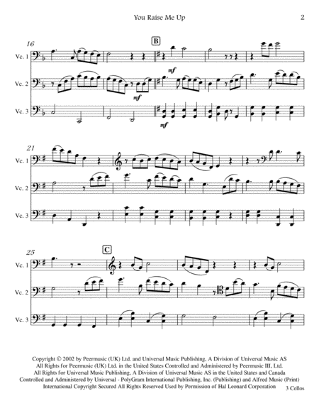 You Raise Me Up Cello Trio Page 2