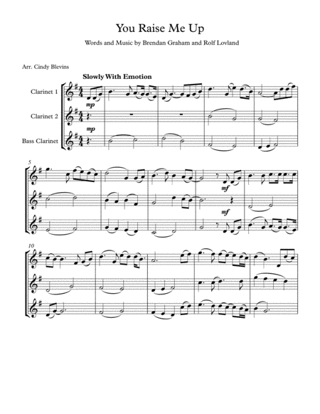 You Raise Me Up For Two Clarinets And Bass Clarinet Page 2