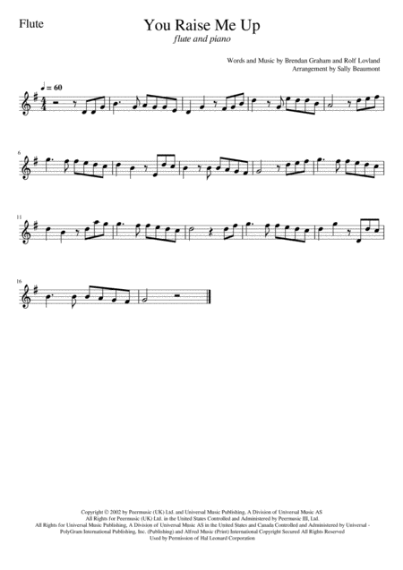 You Raise Me Up Josh Groban Easy Flute And Piano Page 2