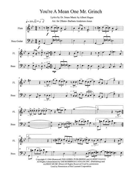 You Re A Mean One Mr Grinch Flute Duet Page 2