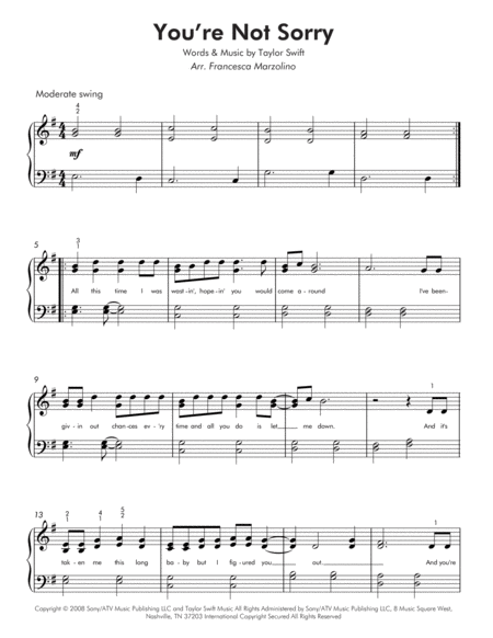 You Re Not Sorry Easy Piano Page 2