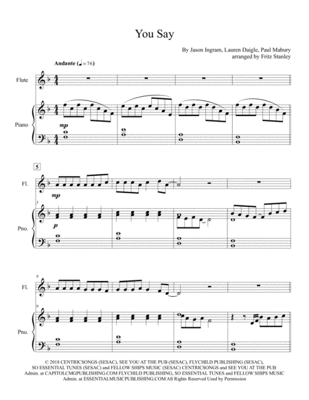 You Say Flute Piano Accompaniment Page 2