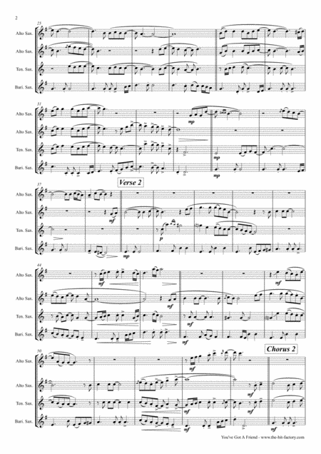 You Ve Got A Friend Carole King Saxophone Quartet Page 2