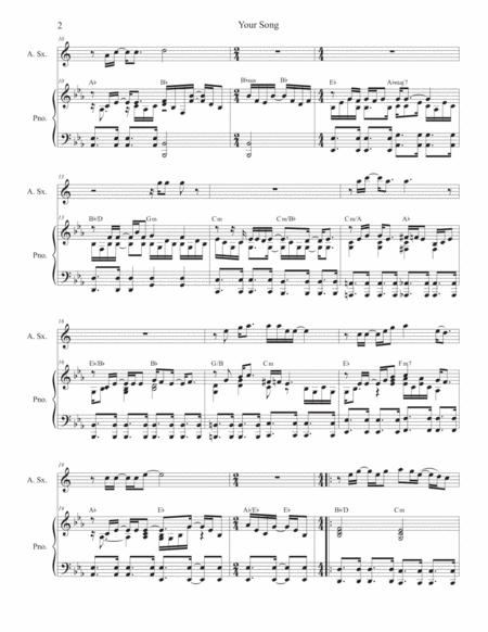 Your Song Alto Saxophone And Piano Page 2