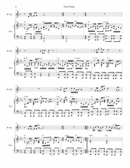 Your Song Bb Trumpet Solo And Piano Page 2