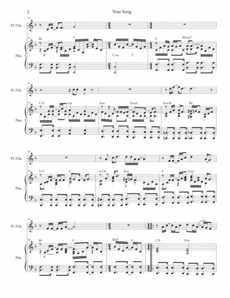 Your Song Flute Or Violin Solo And Piano Page 2