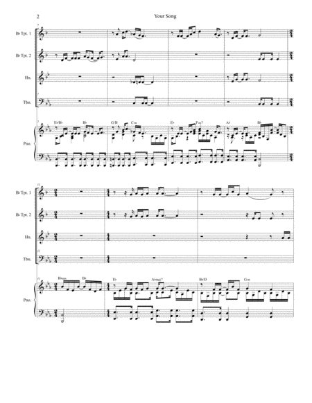 Your Song For Brass Quartet And Piano Page 2