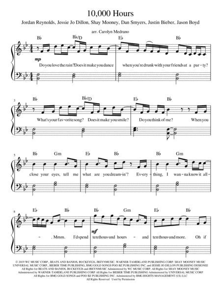 Free Sheet Music 10 000 Hours