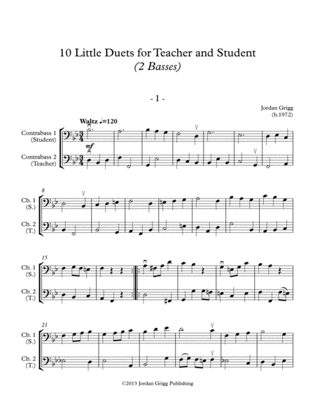 Free Sheet Music 10 Little Duets For Teacher And Student 2 Basses