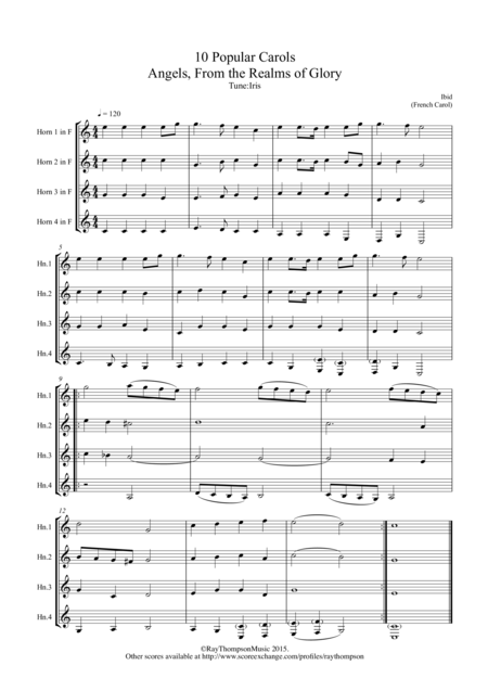 10 Popular Christmas Carols For Horn Quartet Sheet Music