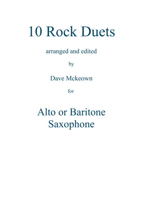Free Sheet Music 10 Rock Duets For Alto Saxophone
