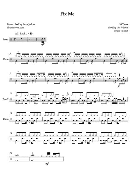 10 Years Fix Me Sheet Music