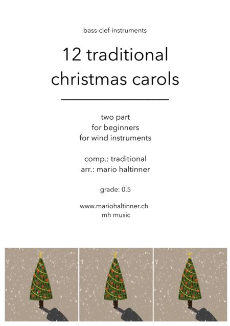 12 Christmas Carols For Bass Clef Instruments Sheet Music