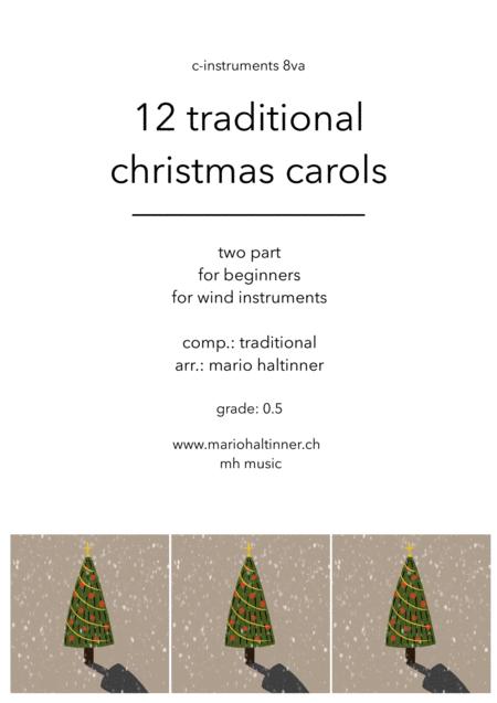 Free Sheet Music 12 Christmas Carols For C Instruments 8va
