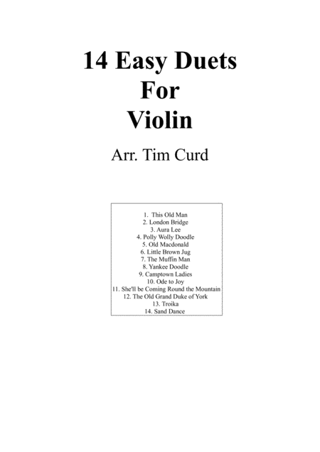 Free Sheet Music 14 Easy Duets For Violin