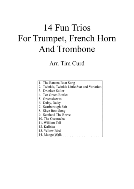 14 Fun Trios For Trumpet French Horn And Trombone Sheet Music