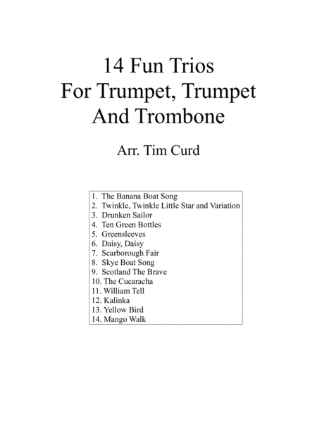 14 Fun Trios For Trumpet Trumpet And Trombone Sheet Music