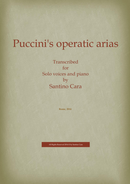 Free Sheet Music 14 Puccinis Operatic Arias For Voices And Piano