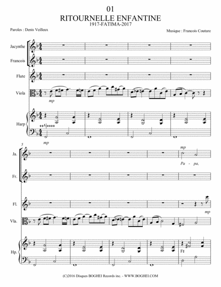 1917 Fatima 2017 19 Songs Sheet Music