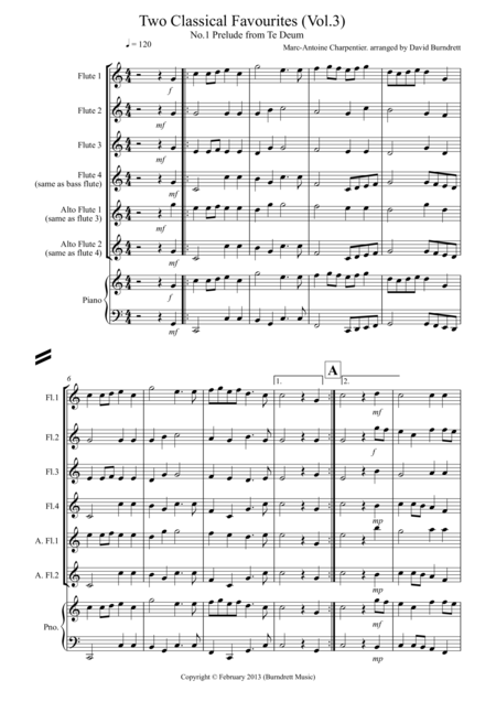 2 Classical Favourites For Flute Quartet Volume Three Sheet Music