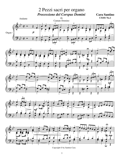 Free Sheet Music 2 Sacred Pieces For Organ Cs101