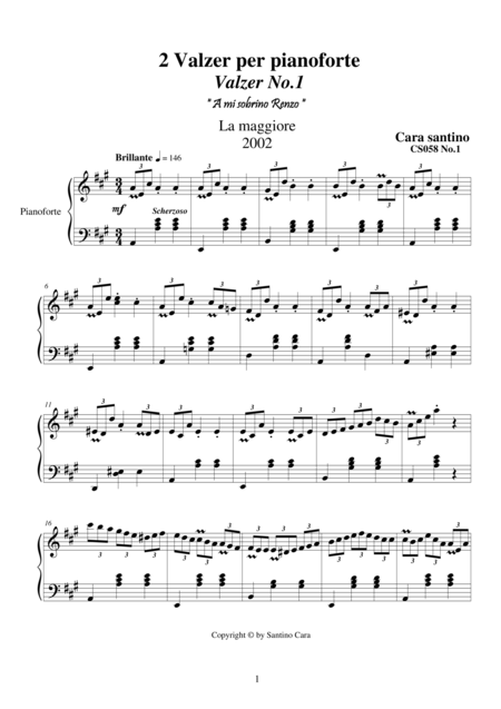 2 Waltzes For Piano Cs058 Sheet Music