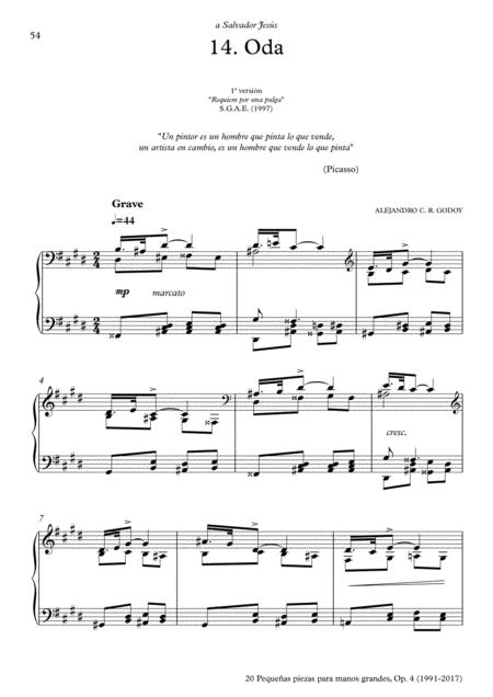 Free Sheet Music 20 Piezas Op 4 2017 No 14 Oda