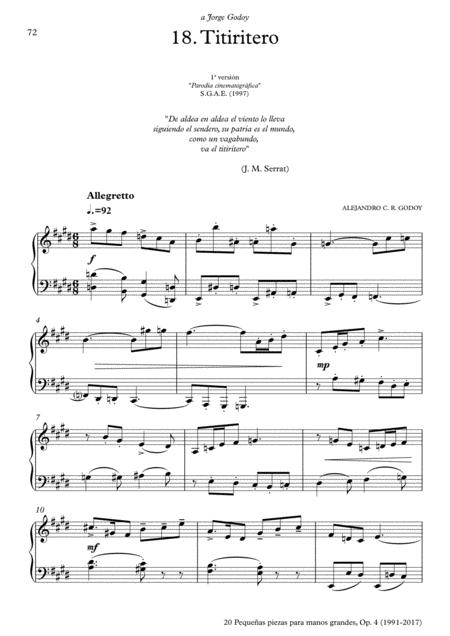 20 Piezas Op 4 2017 No 18 Titiritero Sheet Music