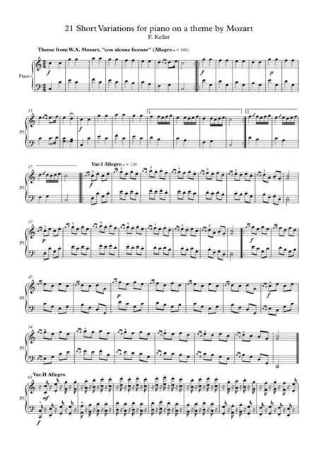 Free Sheet Music 21 Variations In C On Mozarts Theme Ah Vous Dirai Je Maman For Piano