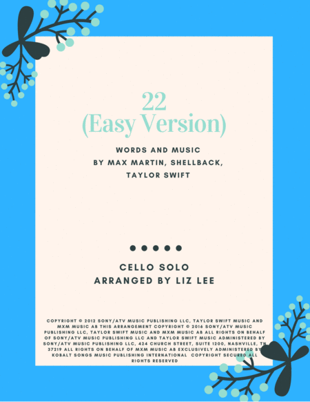 22 Easy Version Cello Solo Sheet Music