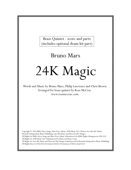 Free Sheet Music 24k Magic Brass Quintet