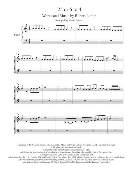 Free Sheet Music 25 Or 6 To 4 Piano Gtr Solo Incl